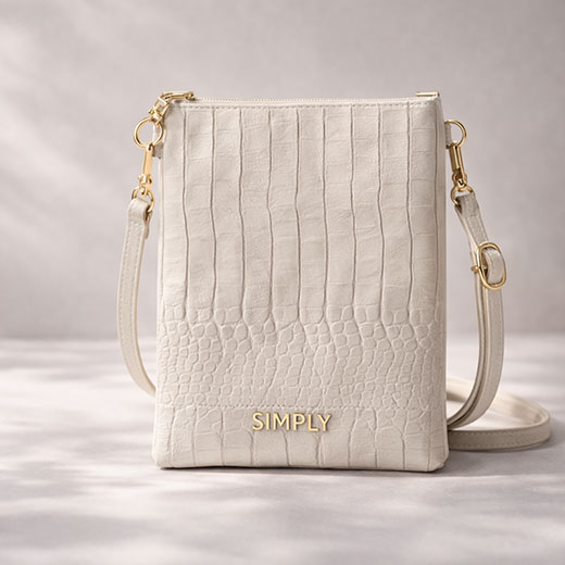 Croc-Texture PU Leather Phone Crossbody Bag
