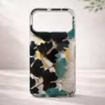 Ginkgo leaf IMD MagSafe phone case with green and gold pattern