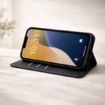 Leather Folio Phone Case with Card Slots and Wrist Strap — product view 2