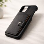 Leather Wallet Phone Case with Snap Closure — product view 4