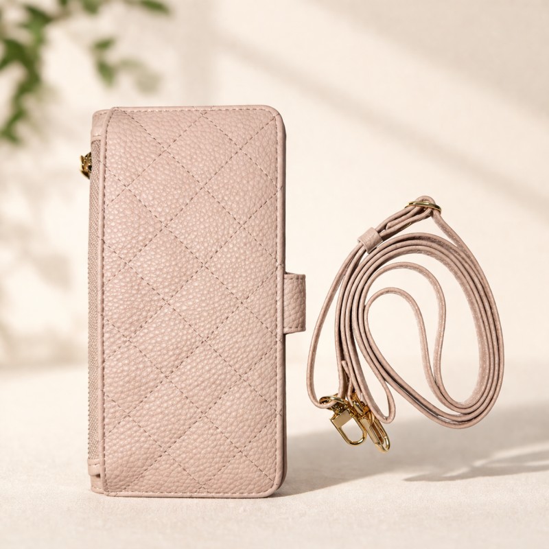 Leather Folio Case with Crossbody Strap