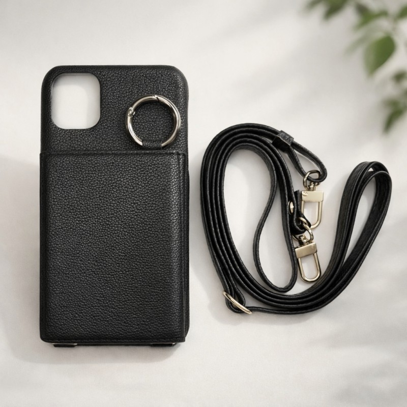 Leather Crossbody Case with Wallet Pouch