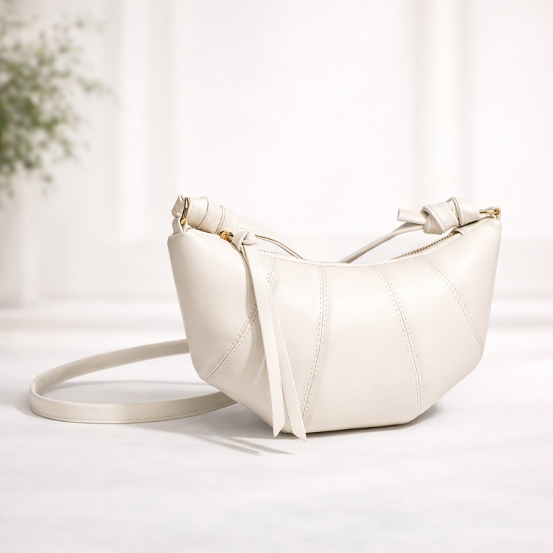 White Crescent Crossbody Bag