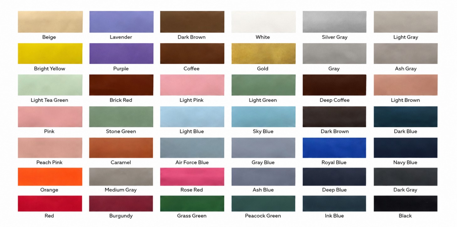 Skin feeling Leather Color Options