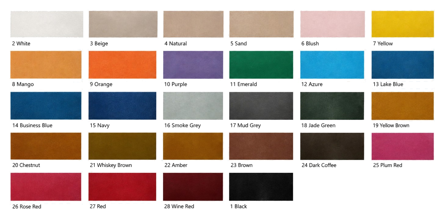Water Base PU Leather Color Options